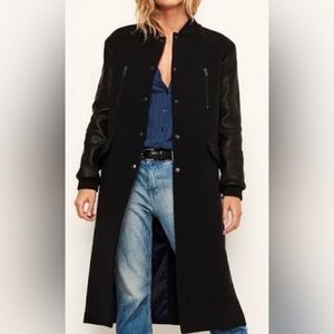 ba&sh Navy Blue Manteau Bomber Coat